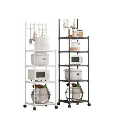 Imagem de Prateleira Multiuso de Aço Inox com 4 Camadas e Rodinhas | Estante Organizadora para Cozinha, Banheiro e Lavanderia(Preto)