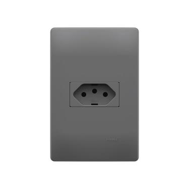 Imagem de Tomada Fame Habitat Onix 2p+t 10a Com Placa 4x2 Onix