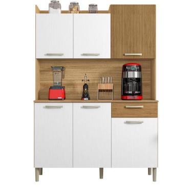 Imagem de Armário De Cozinha Kit 6 Portas E Genova Kits Paraná Freijó Supremo Ripado