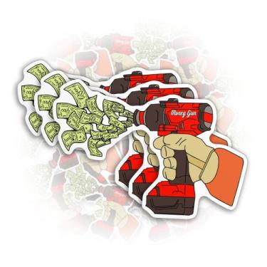 Imagem de Conjunto de adesivos PKAOLER Money Gun Hard Hat de vinil 3 polegadas e
