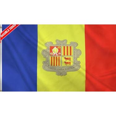 Imagem de HVATLTL Bandeira de barco de Andorra com 3 camadas dupla face, 30 x 45 cm, nylon 220D resistente, cores vivas, bandeiras náuticas andorranas com 2 ilhós de latão para barco, quadriciclo, caminhão