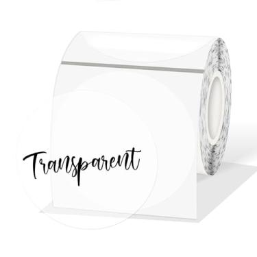Imagem de Etiqueta térmica redonda transparente de 7,6 cm, adesivo autoadesivo transparente à prova d'água para design de logotipo, etiquetas térmicas diretas multiuso - 200 folhas