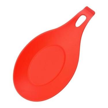 Imagem de Pacote com 3 descansos de colher - suporte de utensílios de cozinha TPE resistente ao calor de silicone (vermelho)