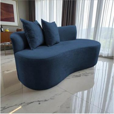 Imagem de Namoradeira Sofá Feijão Hana Orgânica Bouclé Azul Marinho - Mansão Dec