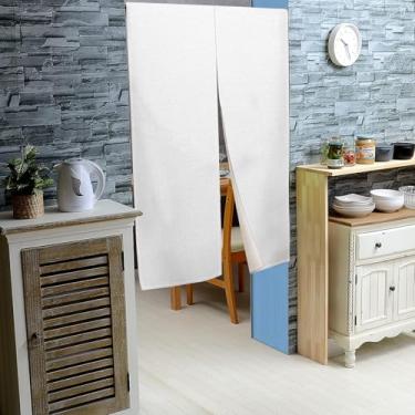 Imagem de Leowefowa Cortina de porta japonesa Noren cortina de porta japonesa tratamento de janela branco puro impresso tapeçaria de porta para privacidade painel divisor de divisória cozinha decoração de casa 85 cm largura x 120 cm de comprimento