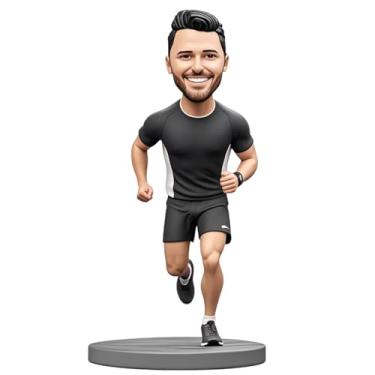 Imagem de Corredor masculino personalizado Bobblehead presente personalizado para marido, pai, irmão, fã de corrida, presente atlético