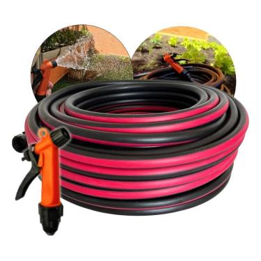 Imagem de 2X Mangueira De Jardim Trançada 30M Preta Reforçada Não Dobr