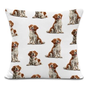 Imagem de Yorhifa Brittany Capas de almofada de cachorro 45,7 x 45,7 cm, presentes para donos de cães, presentes decorativos da Brittany, capas de almofada para sofá, decoração de quarto de casa