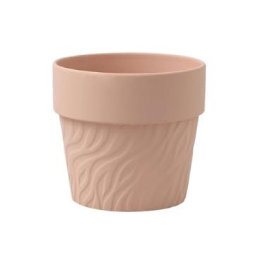 Imagem de Vasos de flores redondos com padrão ondulado, vaso de cerâmica de mesa com orifícios de drenagem, para varanda, sala de estar, cozinha, recipiente de plantas, vasos de flores decorativos