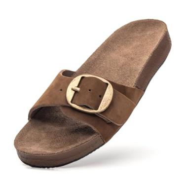 Imagem de Sandália Feminina Casual Macio Couro Legitimo Burly Heads Leve Taupe (Taupe, BR, Adulto, Numérico, 37)
