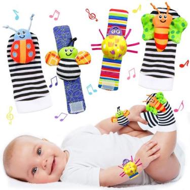 Imagem de Meias Baby Rattle e brinquedos de pulso Morofme para 0 a 6, 6 a 12 mes