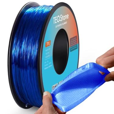 Imagem de TEQStone Filamento TPU 1,75 mm carretel azul 1 kg 95A filamento flexível macio para impressora 3D diâmetro consistente +/-0,03 mm no pacote a vácuo