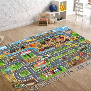 Imagem de Conjunto Infantil Carrinho com Tapete e Acessórios Educativos | Brinquedo Interativo para Meninos e Meninas | Tapete de Cidade com Veículos, Sinalizações e Pista de Corrida | Diversão e Aprendizado
