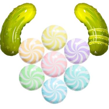 Imagem de Balões de picles de Natal, balões coloridos de doces de macaron para decorações de festa de Natal de Candyland, suprimentos de decoração de festa de picles engraçados, suprimentos de chá de bebê doce