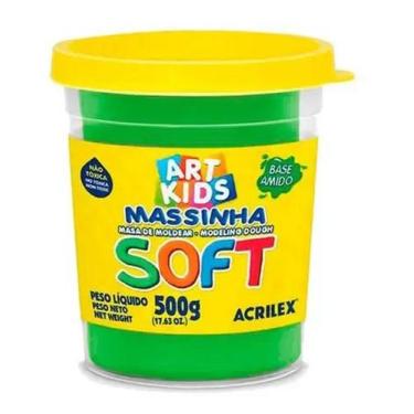 Imagem de Massinha Escolar De Modelar 500g Gramas Para Brincar - Acrilex, Verde