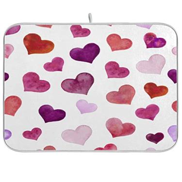 Imagem de Bolaz Tapete De Secagem Louças Estilo Retrô Chique Rosa Com Formato Coração Para O Dia Dos Namorados 18X24, Protetor Absorvente Escorredor Cozinha, Rápida
