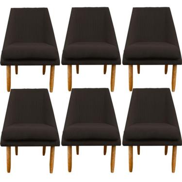 Imagem de Kit 06 Cadeiras Para Sala De Jantar Ana Pés Palito Suede Marrom D'classe Decor