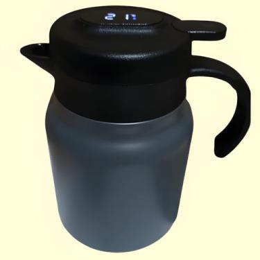 Imagem de Garrafa Térmica Premium com Display LED de Temperatura, 1L, Interior em Aço Inox, Tampa Anti-vazamento, Bico Anti-respingo, Ideal para Café e Chá (Cinza)
