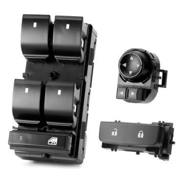 Imagem de Interruptor de janela elétrica do lado do motorista, interruptor de fechadura da porta e botão de espelho para Chevy Silverado GMC Sierra 1500 2500 HD 3500 HD 3500 HD 2007-2014 substituição do botão
