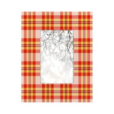 Imagem de Cemfyzoch Molduras de madeira de 10 x 15 cm, colagem com tapete, para decoração de mesa e parede, decoração de casa, escritório, galeria de fotos, listras vermelhas e amarelas