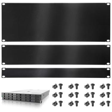 Imagem de Rack de gabinete de 48 cm, rack de servidor, gabinete de rede, espaçadores de painel de montagem de metal fosco preto, 1U, 2U, painel de enchimento de montagem em rack de servidor 4U, espaçadores de