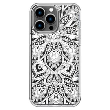 Imagem de ICEDIO Capa para iPhone 16 Pro Max com protetor de tela - Compatível com carregamento sem fio, proteção aprimorada da câmera, capa transparente com design floral moderno para mulheres - flores de