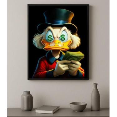 Imagem de Quadro Decorativo Dinheiro - Pato Rico Com Dólares 33X24Cm - Com Vidro