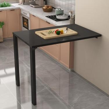 Imagem de Mesa dobrável montada na parede para pequenos espaços, mesa escondida para cozinha, quarto, sala de estar, mesa de parede de madeira para sala de jantar ou trabalho, mesa de montagem na parede