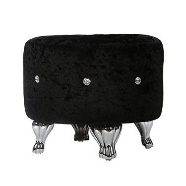 Imagem de Banqueta de base de liga de zinco, assento para sofá, cadeira, assento, descanso para os pés, formato geométrico, assento de madeira maciça, lavável para adultos, banco de descanso para pés com