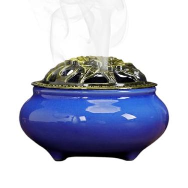 Imagem de Suporte de incenso de cone | Suporte de incenso de cerâmica - Decoração Zen de meditação ardente, ornamentos domésticos de cerâmica chinesa para ioga e mulheres