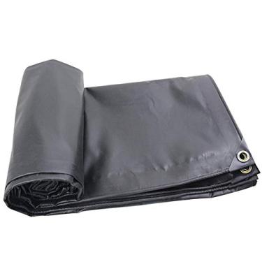 Imagem de OKUOKA Lona blecaute impermeável resistente à prova de chuva para jardim PVC espessamento metal ilhós abrigo móvel ao ar livre, 11 tamanhos (cor: preto, tamanho: 4,8 x 6,8 m)