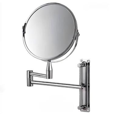 Imagem de Espelho Articulado Cromado Giratório Dupla Face com Fixador para Parede - Espelho Cromado com Fixador para Banheiro, Quarto e Sala - Ajustável 360° para Maquiagem e Barba
