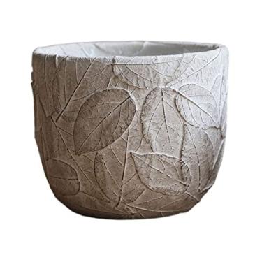 Imagem de Vasos de plantas de jardim interno externo personalidade criativa folhas em relevo vaso de flores de cimento suculenta planta verde recipiente de cacto respirável vaso de flores decorativo de mesa