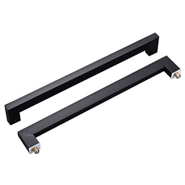 Imagem de Maçaneta de porta push pull dupla face de aço inoxidável, maçaneta de porta deslizante de forma quadrada, maçaneta de porta de celeiro de bar, para porta de vidro portão de jardim galpão porta de