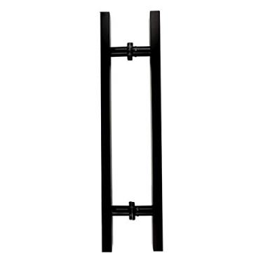 Imagem de Maçaneta de porta de aço inoxidável escovado quadrado - preto, cabo de porta deslizante de tubo quadrado, para casa/loja/garagem/escritório - 6 tamanhos