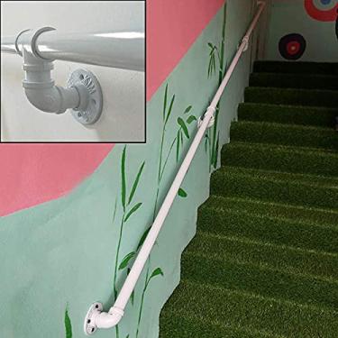 Imagem de Corrimão de escada (1 pés-6 m) Corrimão de escada. Trilho de corrimão de ferro forjado Suporte de parede Trilhos de mão, barra de apoio de escada infantil para idosos, kit completo (Cor: B, Tamanho
