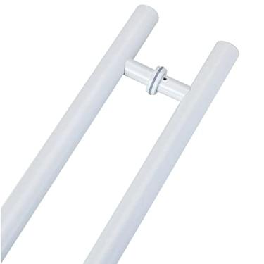 Imagem de Maçaneta de porta de celeiro deslizante redonda antiferrugem, conjunto de ferragens de porta de dois lados para porta de metal de vidro de madeira, alça resistente a impressões digitais, 20/23,5/31,5