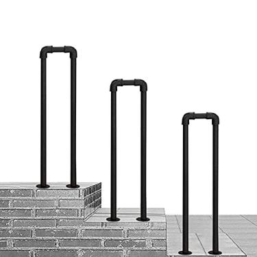 Imagem de FZZIBQYR Kit de barra de suporte de escada de ferro forjado interno/externo para jardim interno/externo, pátio, varanda, corredor, degraus externos, rampa de escada