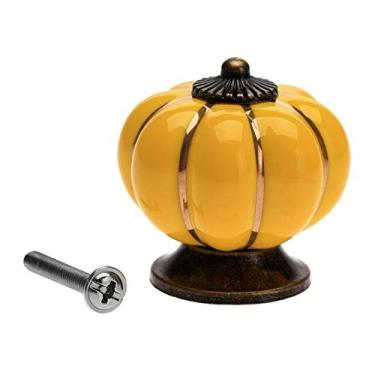 Imagem de nihngvjm 1 maçanetas e puxadores de armário de cerâmica vintage de abóbora puxadores de móveis coloridos puxadores de gaveta de armário de cozinha