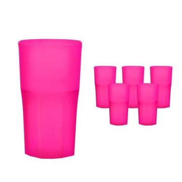 Imagem de Kit 6 Copos Roma Rosa Neon 360Ml Plástico Premium - Bb Store