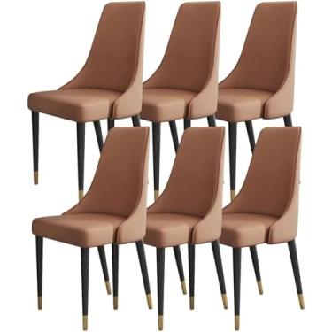 Imagem de EESCZVGBDX Conjunto de 6 cadeiras de couro de microfibra para quarto, varanda, sofá, cadeira de ferro, penteadeira, cadeira de maquiagem, cadeiras de jantar