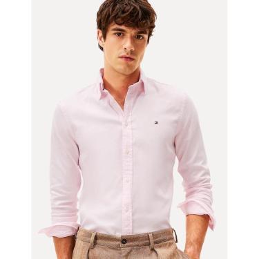 Imagem de Camisa Tommy Hilfiger Masculina Slim THFlex Poplin Rosa-Masculino
