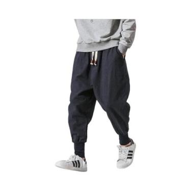 Imagem de Calças Jogger Masculinas De Algodão E Linho, Estilo Harem, Largas, Com