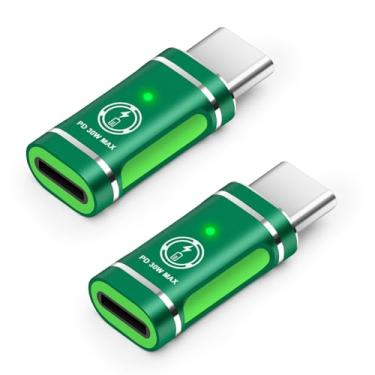 Imagem de Adaptador USB C para Lightning (pacote com 2), adaptador Lightning fêmea para USB tipo C suporta carregamento PD e transferência de dados (verde)