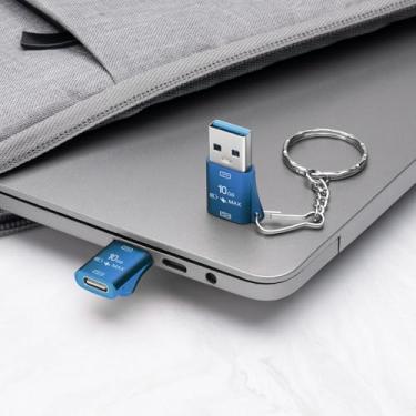Imagem de Adaptador USB C para USB 3.0 OTG (2 peças), adaptador USB-C fêmea para USB-A macho 10G compatível com celular, tablet e outros dispositivos tipo C (azul)