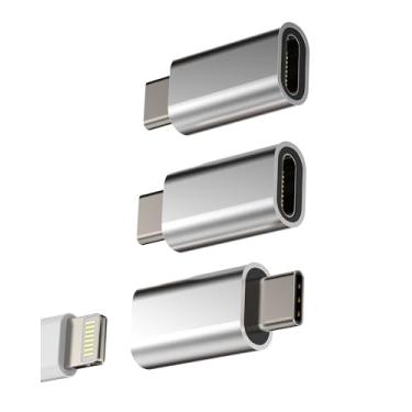 Imagem de Adaptador USB C fêmea para Lightning macho (pacote com 3) para iPhone 14 13 Carregador MFI certificado para Apple para iPad Air4/5 Mini6 compatível com conversor Samsung, adaptador de cabo carregador