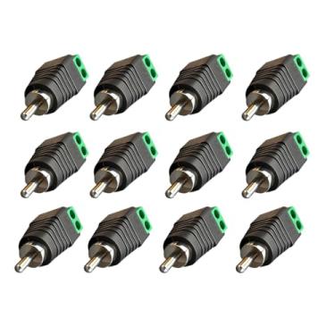 Imagem de Ulightfire Conector macho RCA adaptador de áudio e vídeo adaptador de plugue acoplador macho para extensão de cabo RCA, pacote com 12