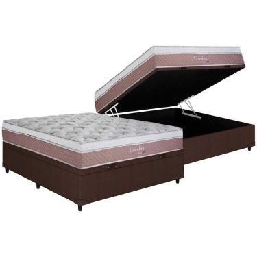 Imagem de Cama Box Baú Casal: Colchão Molas Masterpocket Ensacadas Herval Maxspring Coimbra + Base Crc Courano Brown (138x188)