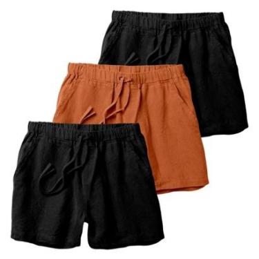 Imagem de Kit 3 Shorts Linho Premium Bermuda Masculina Moda Praia Luxo-Masculino