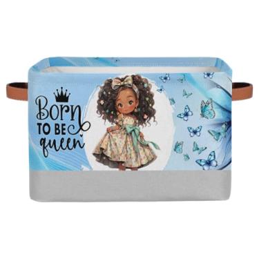 Imagem de Cestas de armazenamento pequenas azul borboleta africana com alças caixas de armazenamento de brinquedos de tecido dobrável organizador de cubo para berçário, sala de estar, quarto, prateleiras